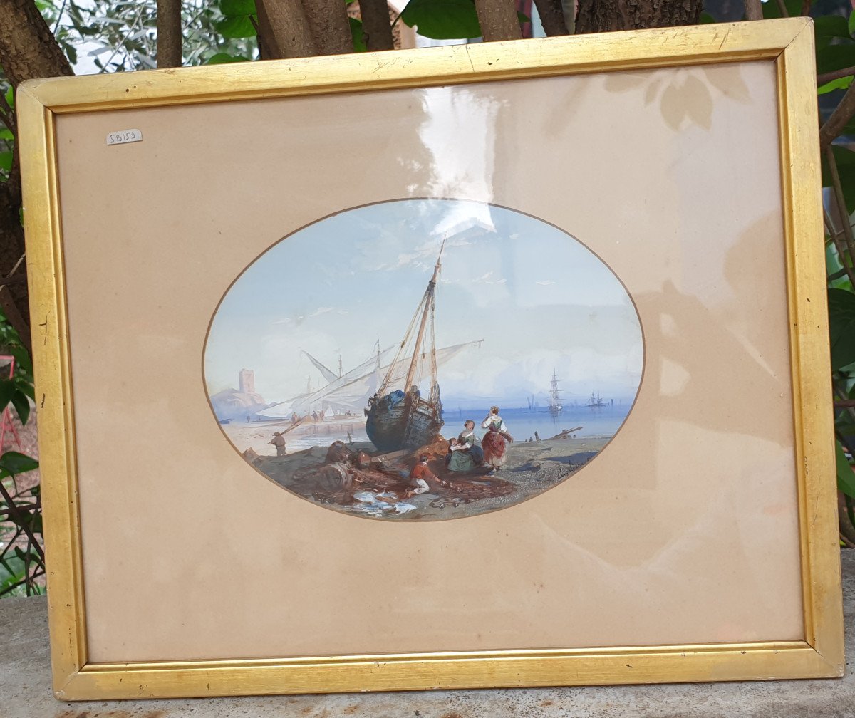 19th Century Gouache Signed And Dated On Framed Paper