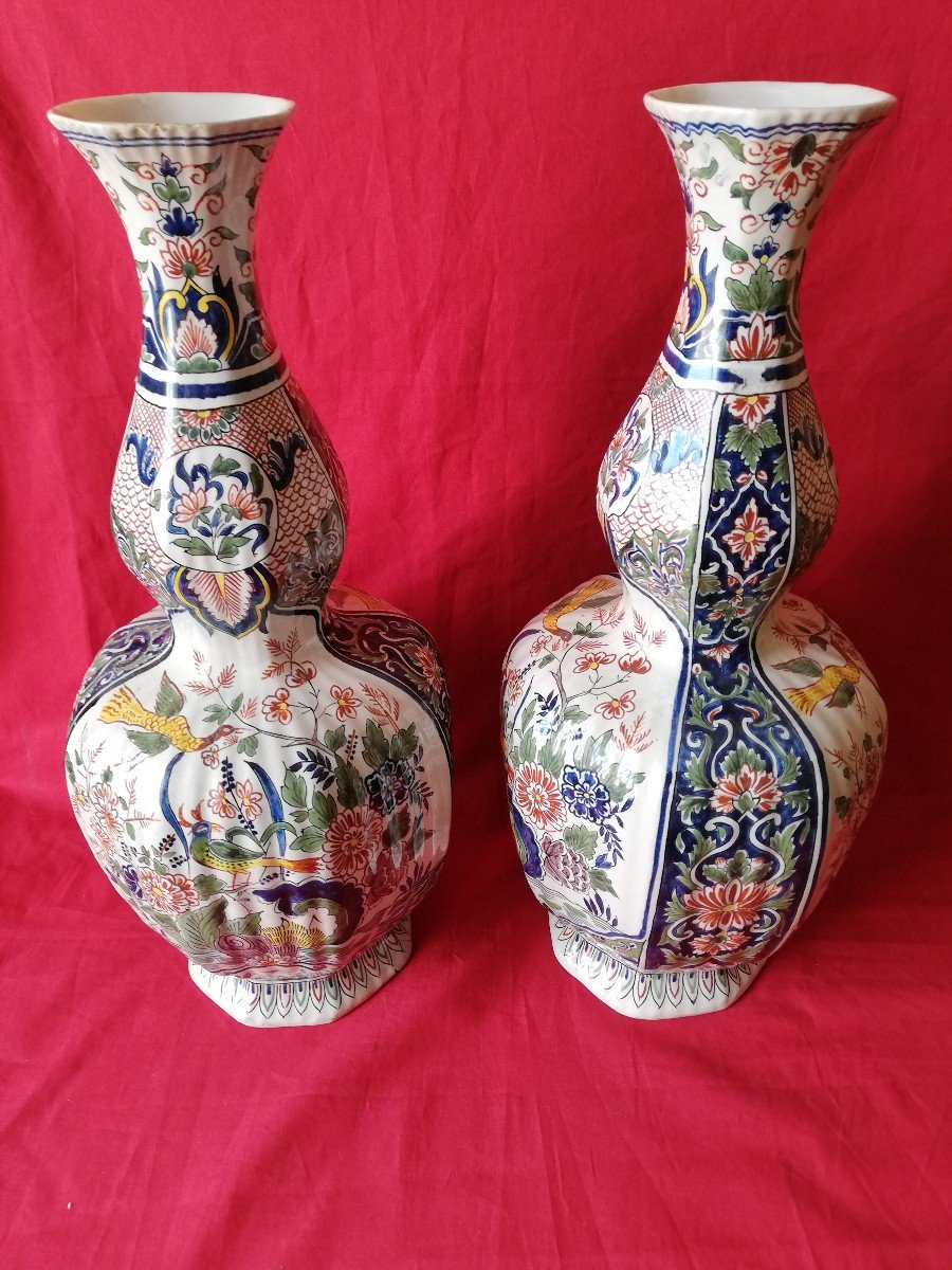 Pair Of Delft Bottle Vases-photo-3