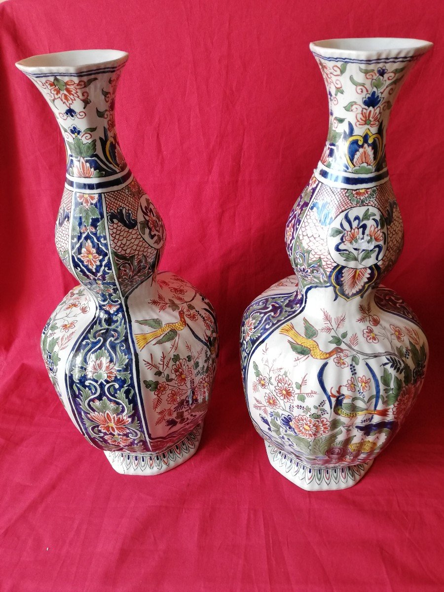Pair Of Delft Bottle Vases-photo-4