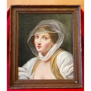 Portrait de jeune fille huile sur toile 