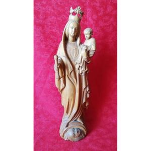 Vierge à l'enfant en bois 