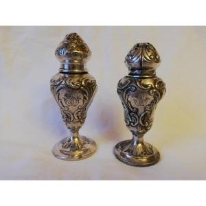 Pair Of Silver Salt Shakers 