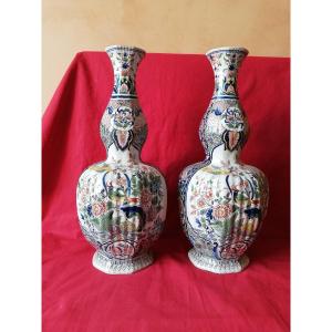 Paire de vases bouteilles DELFT