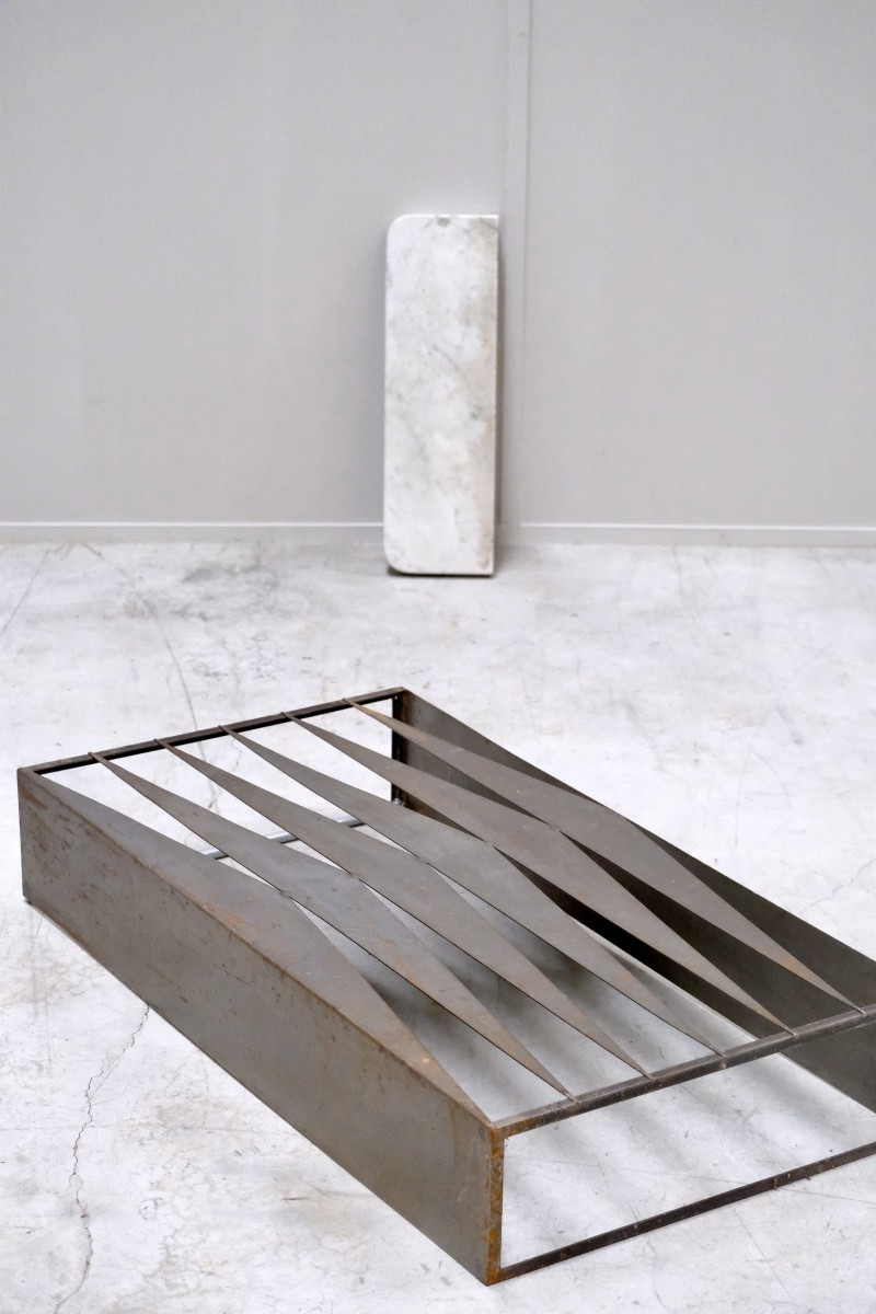 Modernist Steel Marble Console-photo-2