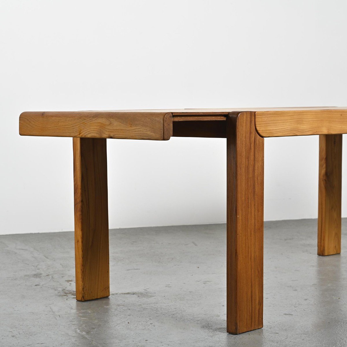  Extending Table In Solid Elm, Circa 1980 -photo-4