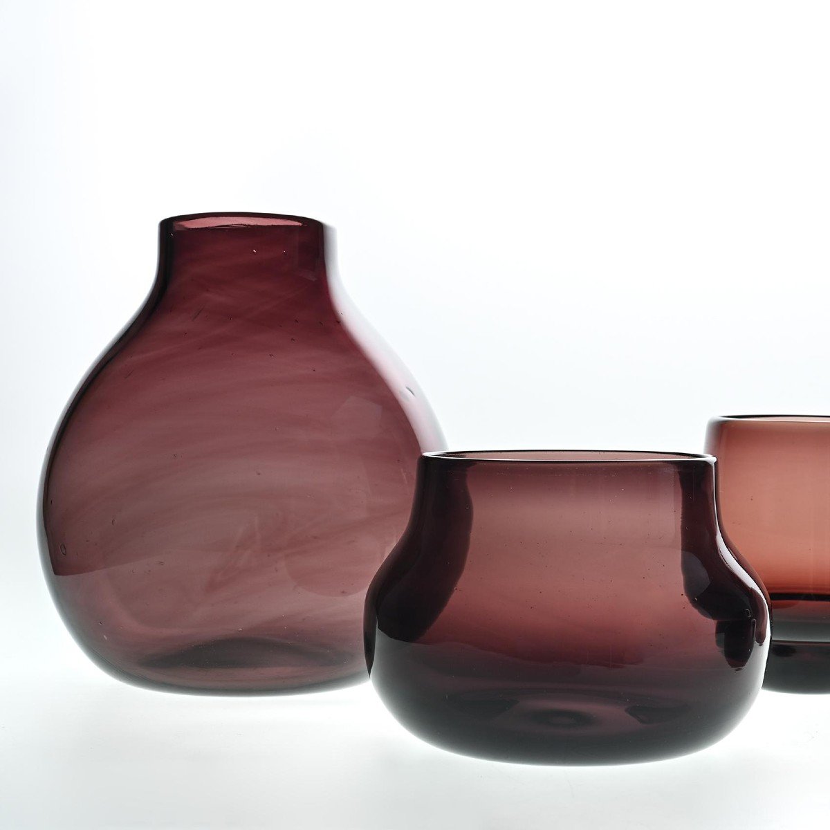 Suite De Cinq Vases Pourpres Par Claude Morin, Circa 1980-photo-2