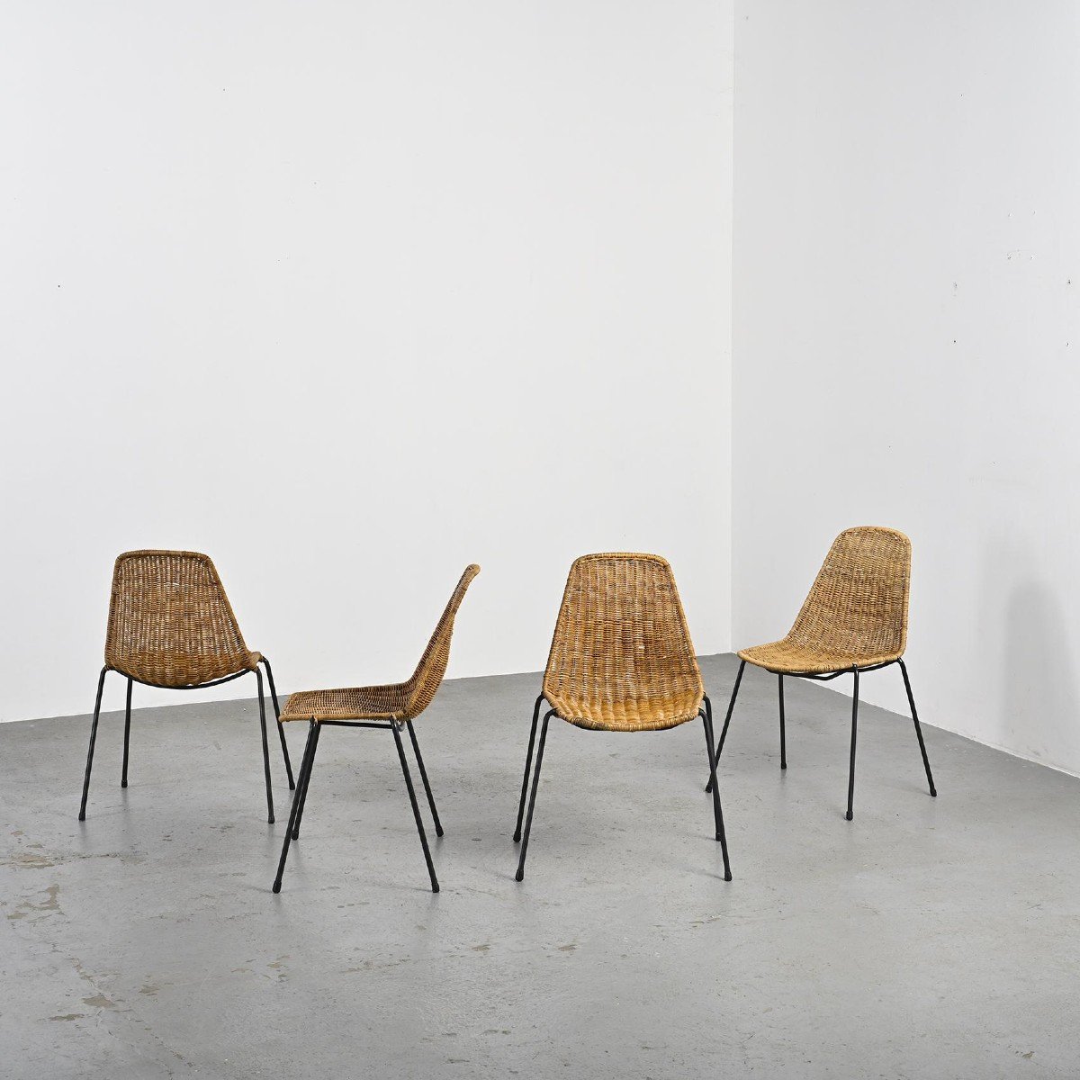 Basket Model Chairs By Gian Franco Legler, Circa 1955-photo-2