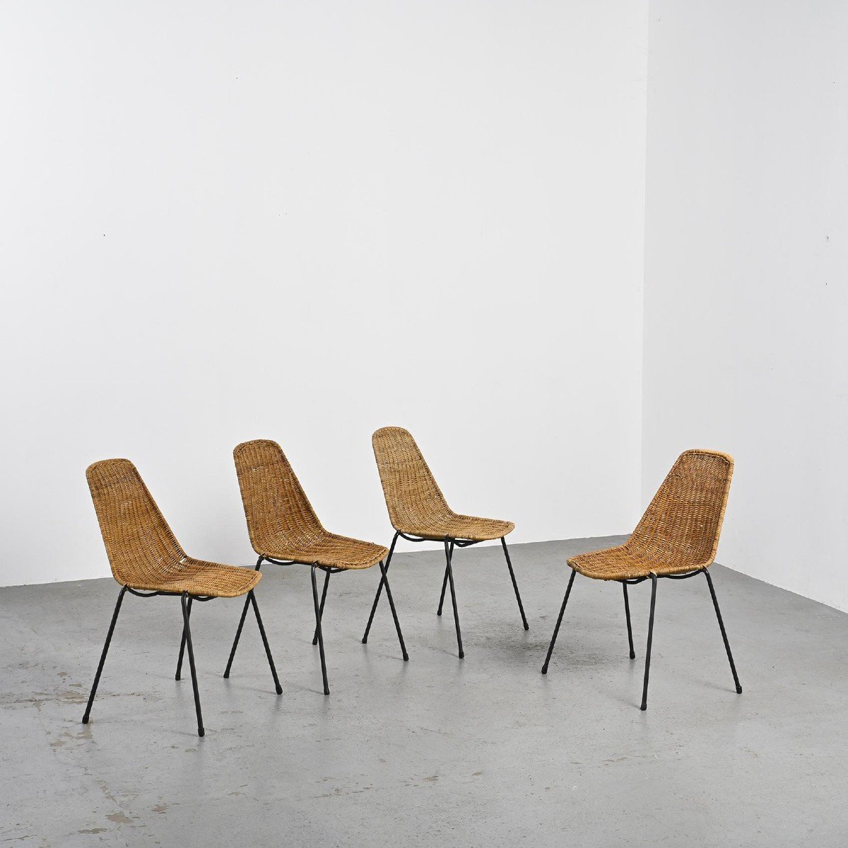 Basket Model Chairs By Gian Franco Legler, Circa 1955