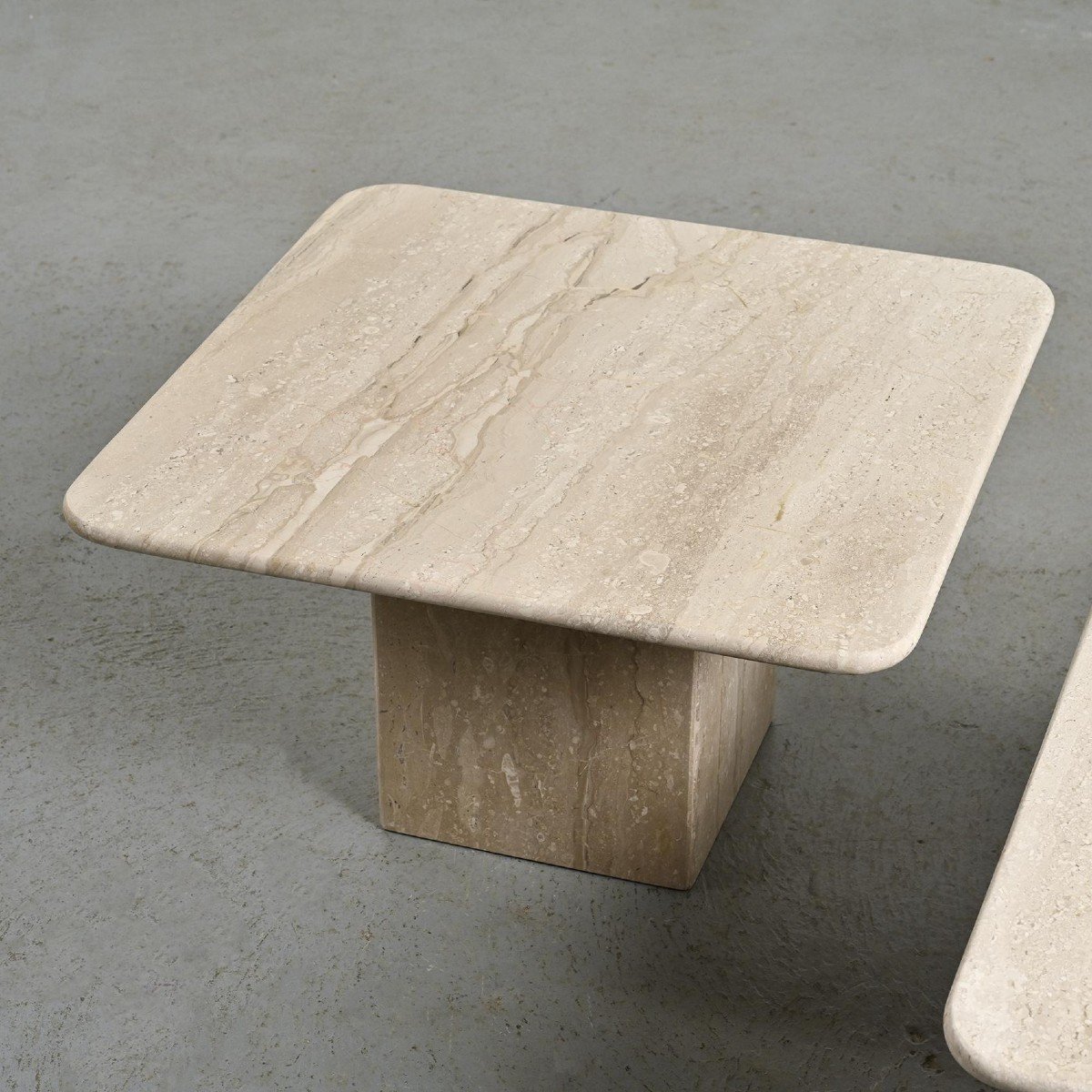   Set Of Three Travertine Nesting Tables, Italy Circa 1970-photo-3