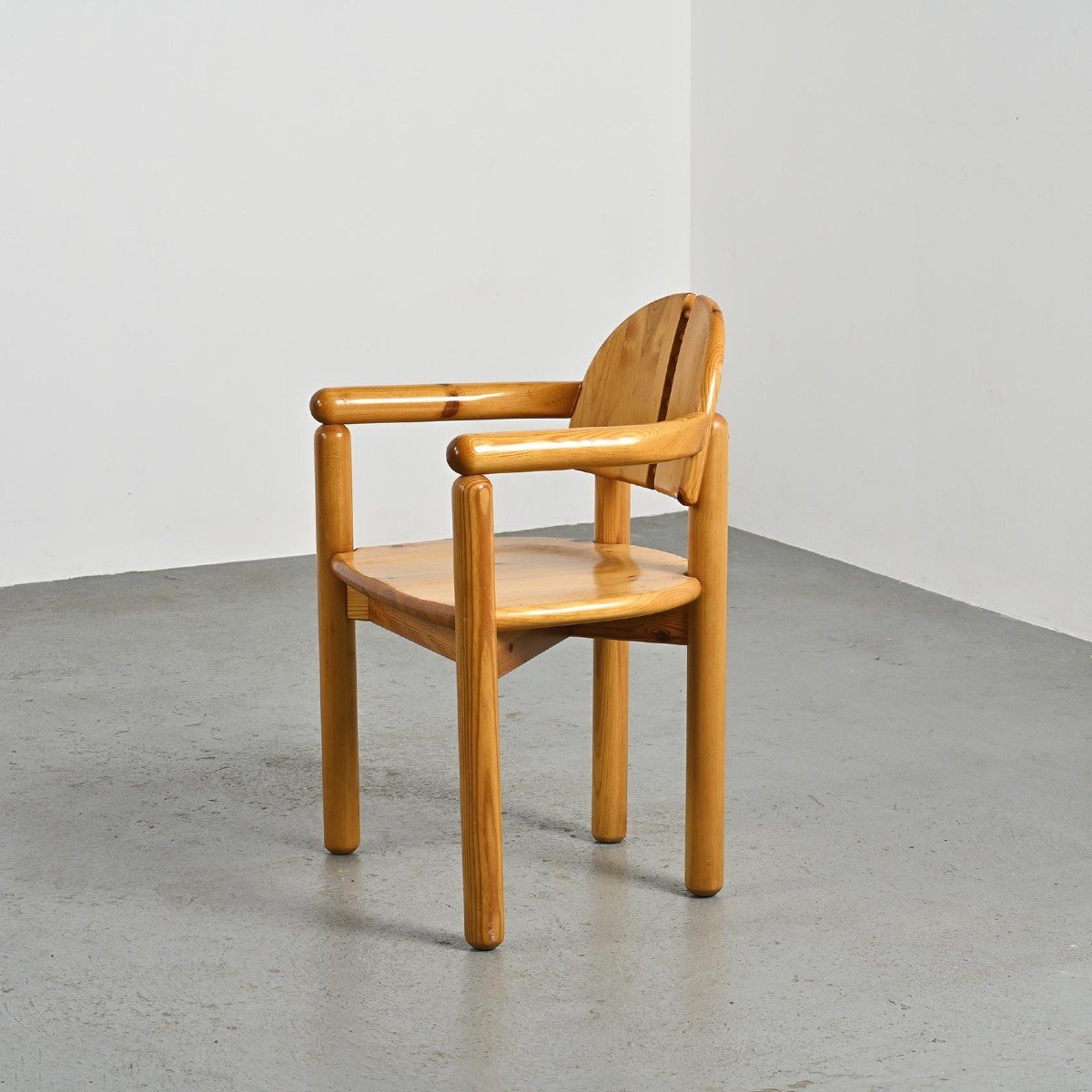 Fauteuil En Pin Massif Par Rainer Daumiller, Circa 1970-photo-2