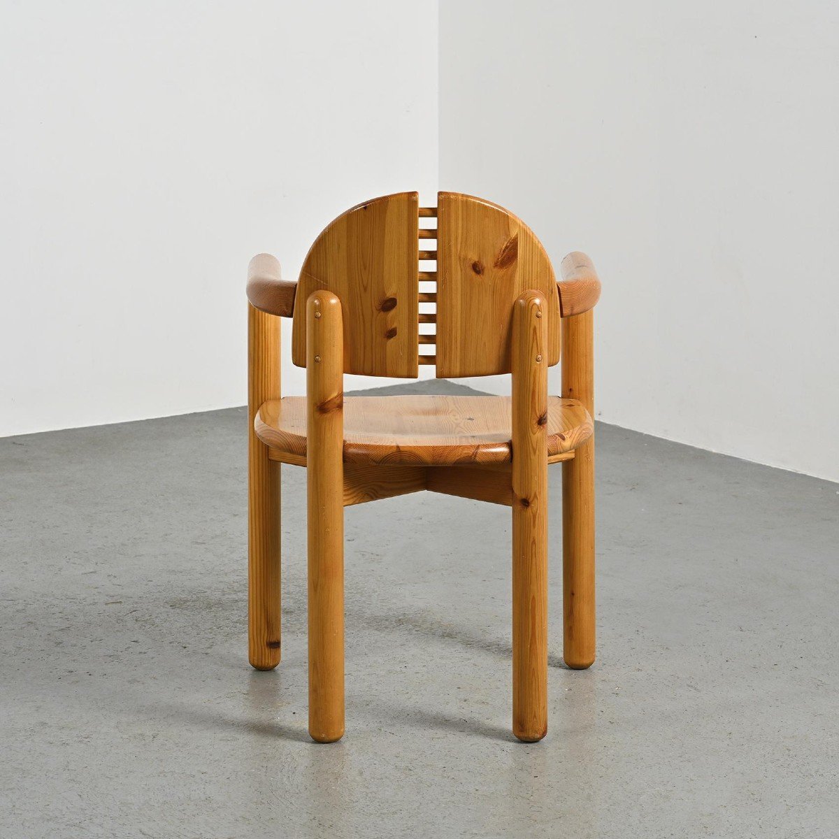 Fauteuil En Pin Massif Par Rainer Daumiller, Circa 1970-photo-3