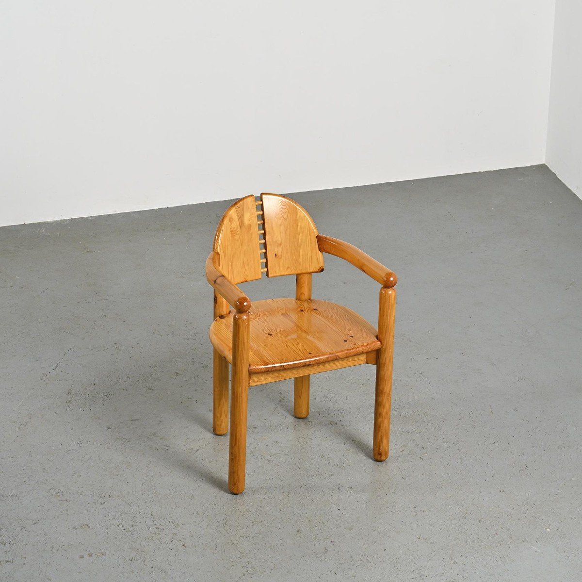 Fauteuil En Pin Massif Par Rainer Daumiller, Circa 1970-photo-4