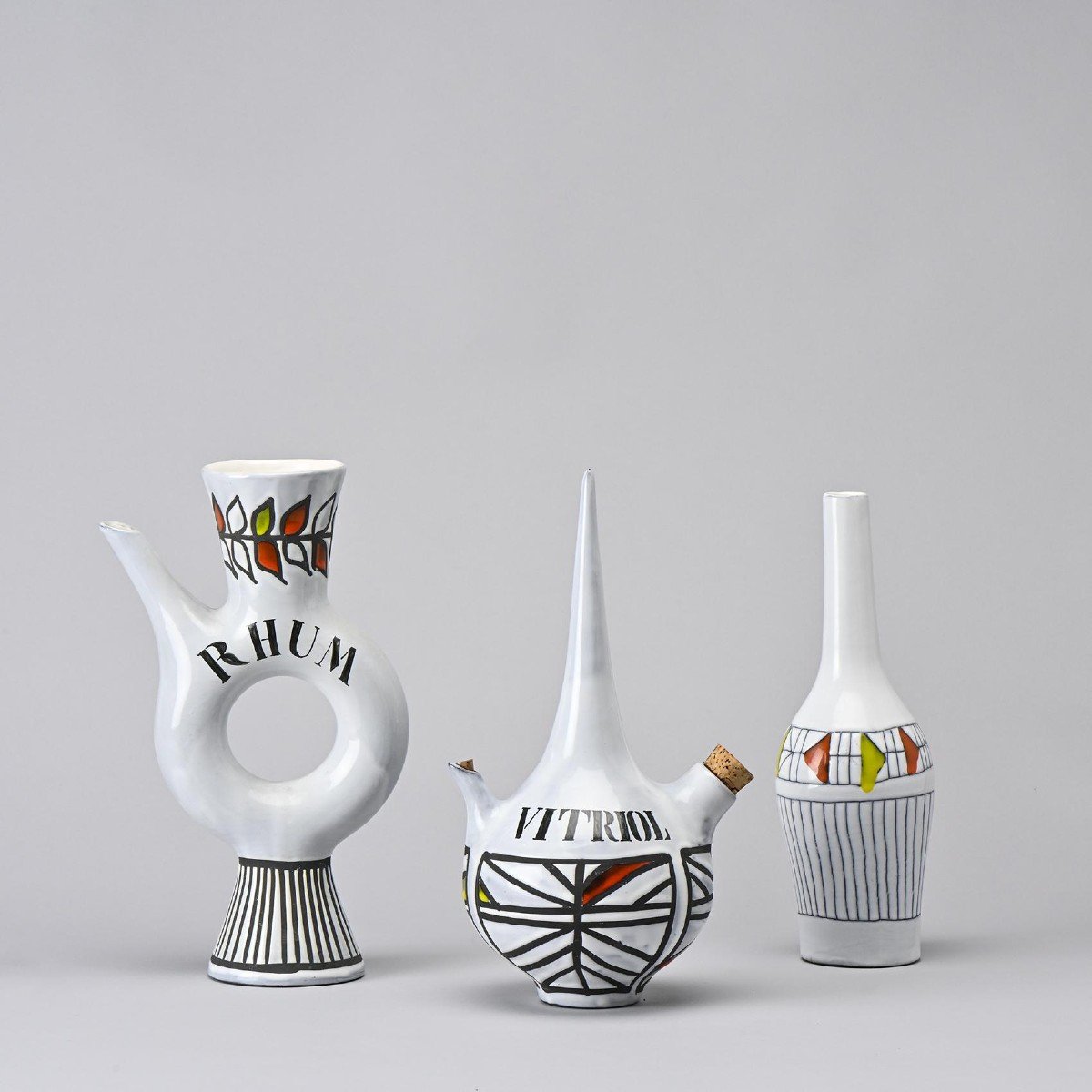 Set Of 3 Bottles By Roger Capron, France, Circa 1955