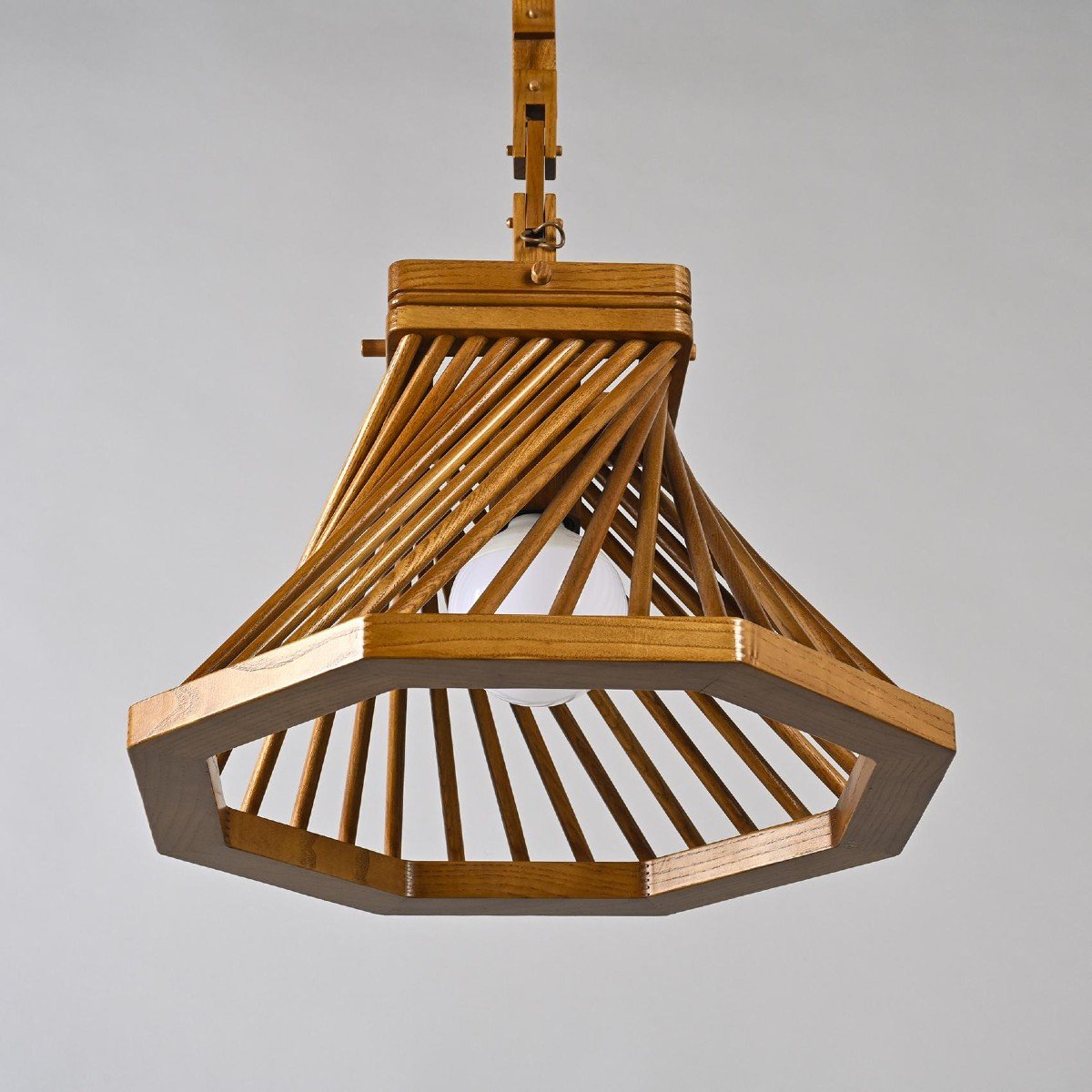 Solid Ash Ceiling Light, Bontempi Italia Circa 1980-photo-2