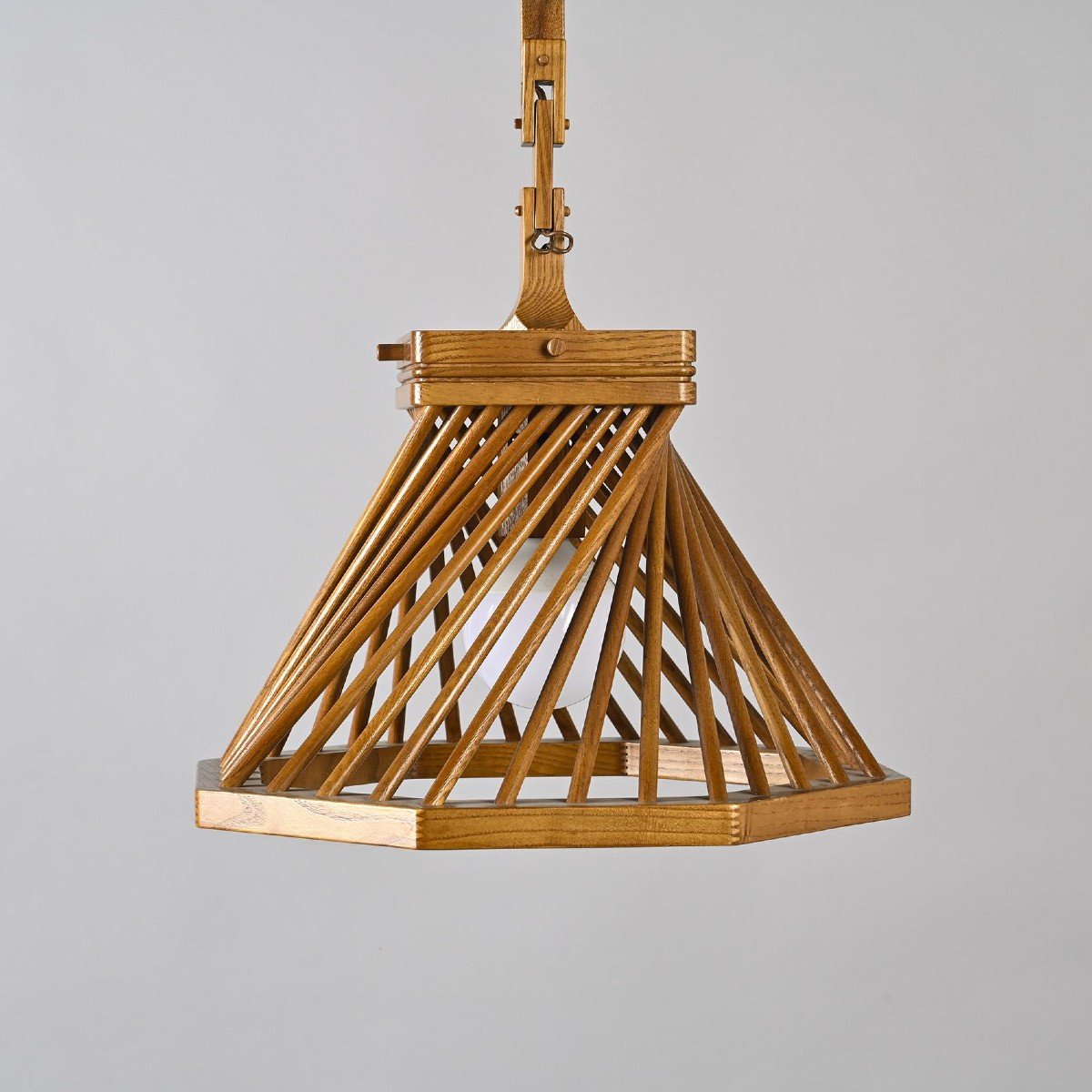 Solid Ash Ceiling Light, Bontempi Italia Circa 1980-photo-3