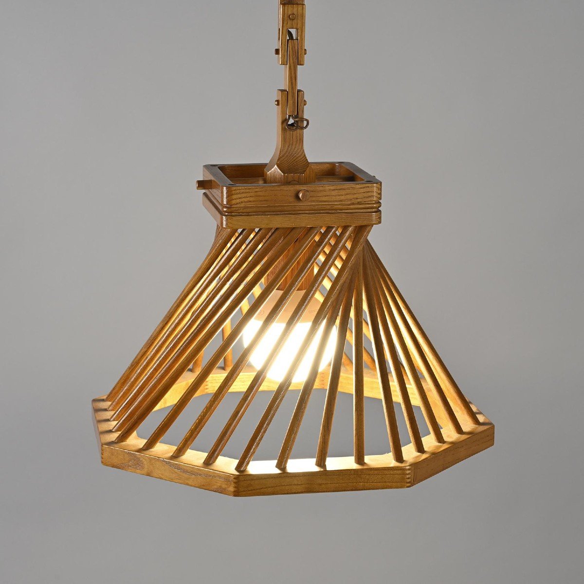 Solid Ash Ceiling Light, Bontempi Italia Circa 1980-photo-2