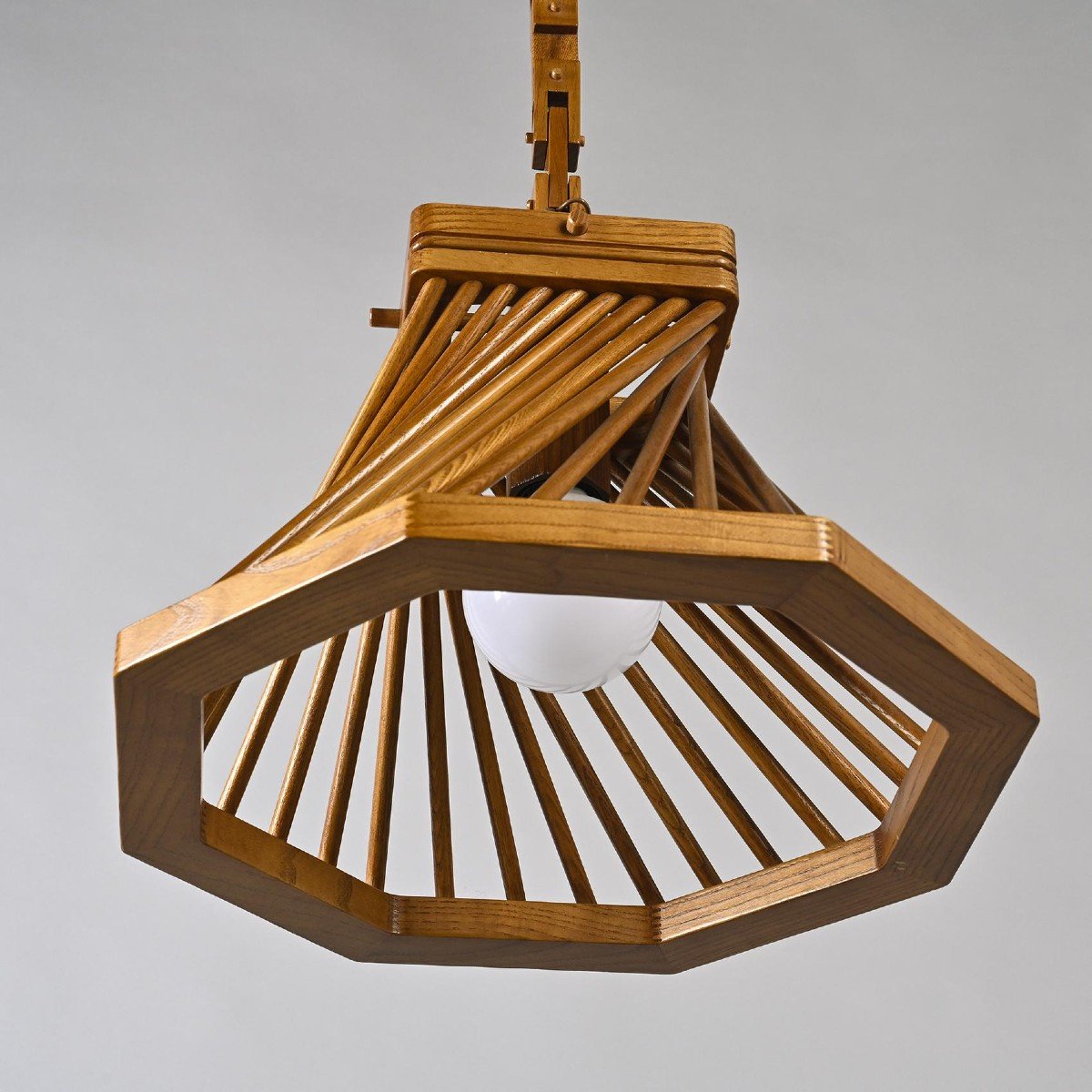 Solid Ash Ceiling Light, Bontempi Italia Circa 1980-photo-3