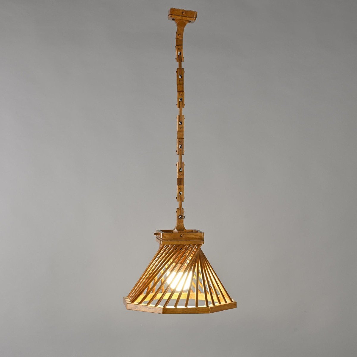 Solid Ash Ceiling Light, Bontempi Italia Circa 1980