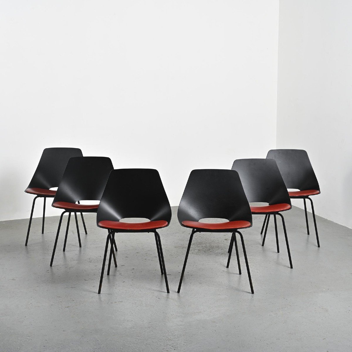 Set Of Six Amsterdam Model Chairs By Pierre Guariche, Circa 1954-photo-2