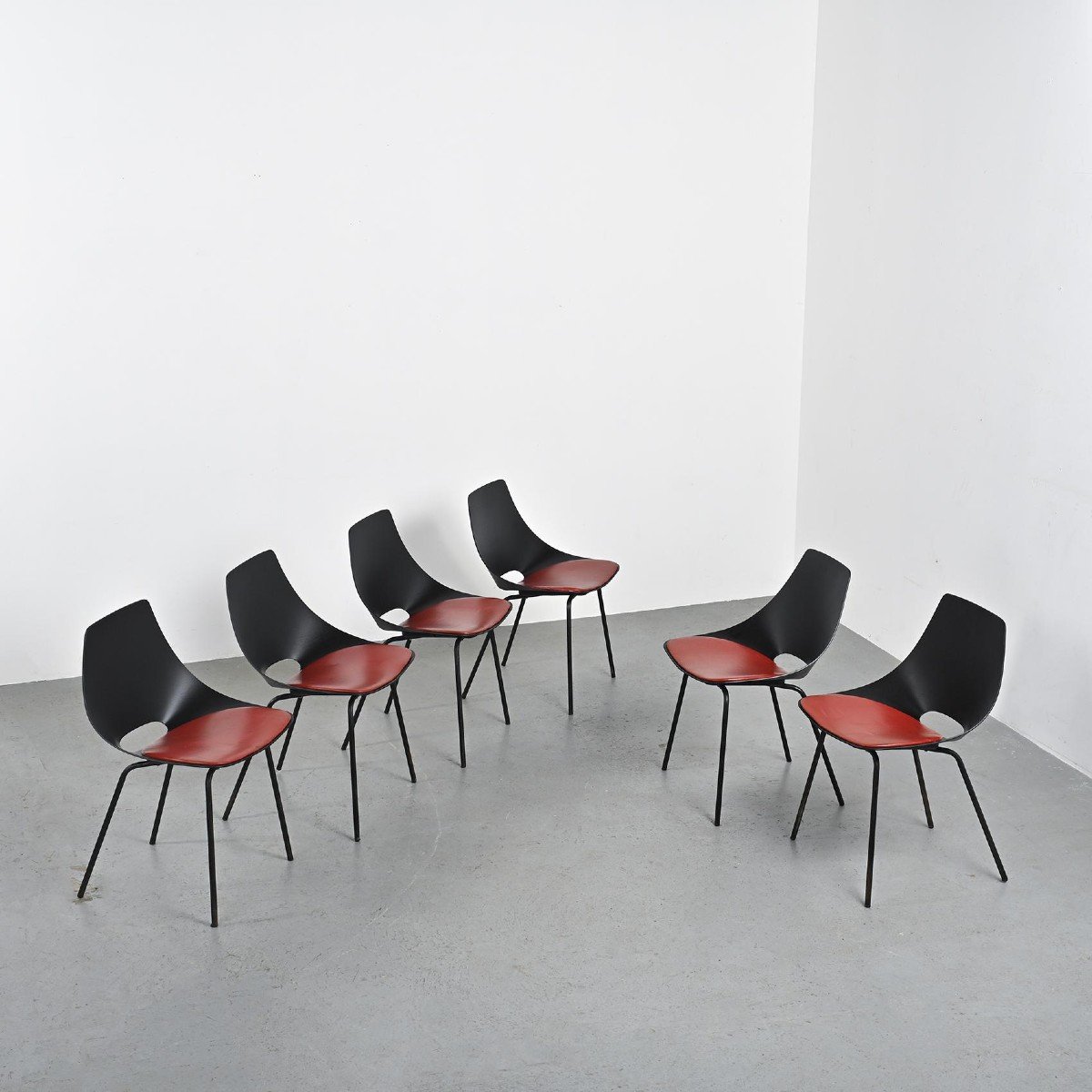 Set Of Six Amsterdam Model Chairs By Pierre Guariche, Circa 1954