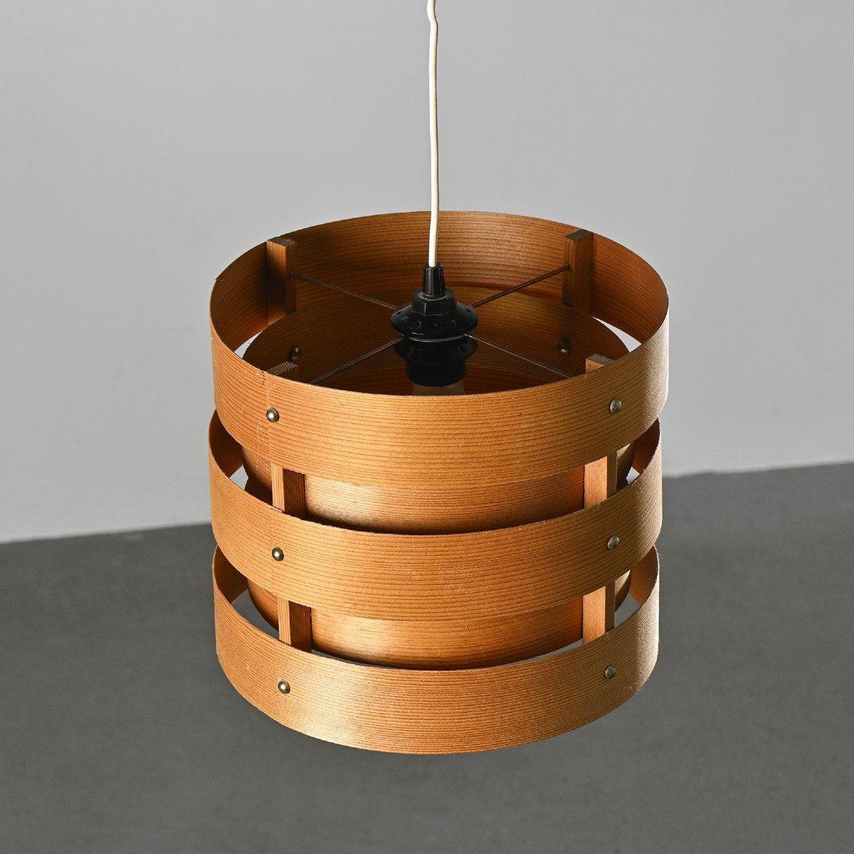 Wooden Pendant Lamp By Hans Agne Jakobsson, Circa 1960-photo-3