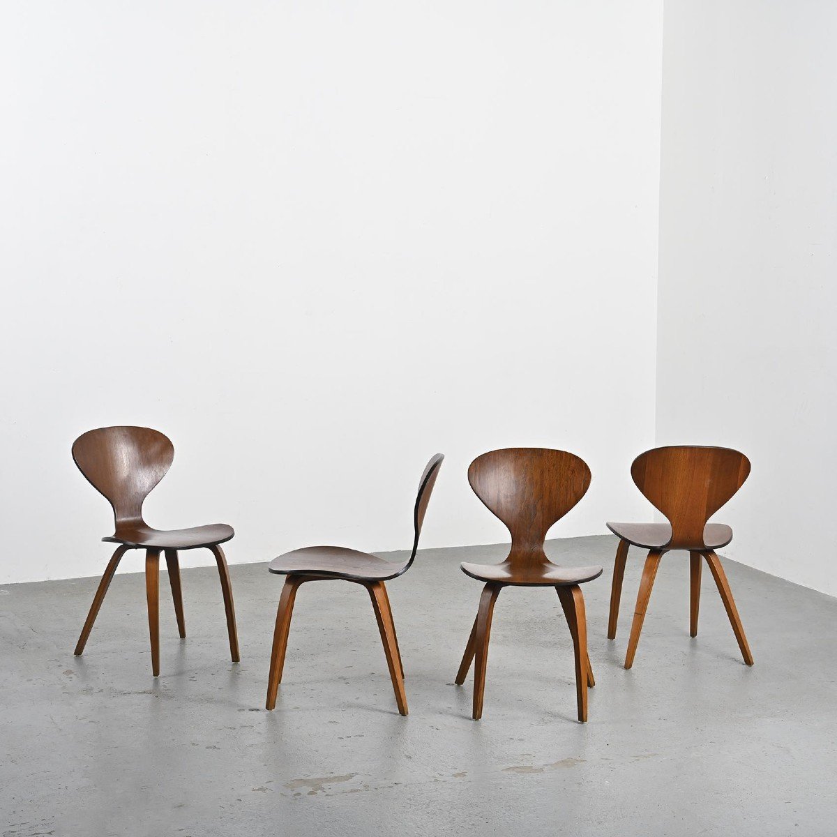 Suite De Quatre Chaises Par Norman Cherner, Plycraft Circa 1965-photo-2