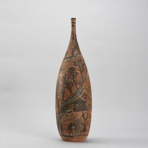 Large Decorative Bottle By French Ceramicist Jules Agard 