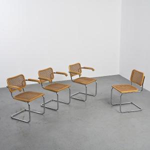 Cesca Chair And Armchair Set By Marcel Breuer, Cidue Edition