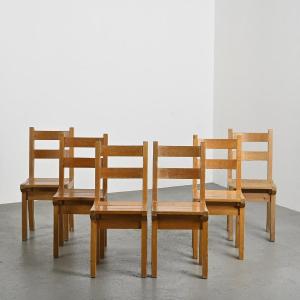 Set Of Six Chairs By Christian Durupt, Courchevel Circa 1960