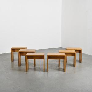 Tabouret Méribel En Pin, France Circa 1970