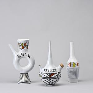 Suite De 3 Bouteilles Par Roger Capron, France, Circa 1955