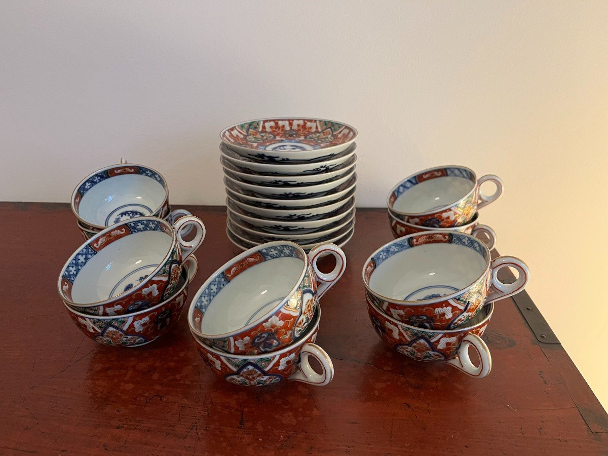 Imari Porcelain: 10 Tea Cups And Their Saucers, Late 19th Japan