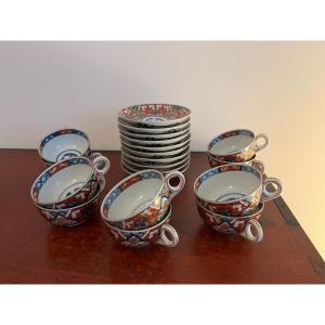 Porcelaine Imari : 10 Tasses à Thé Et Leurs Soucoupes , Fin 19ème Japon