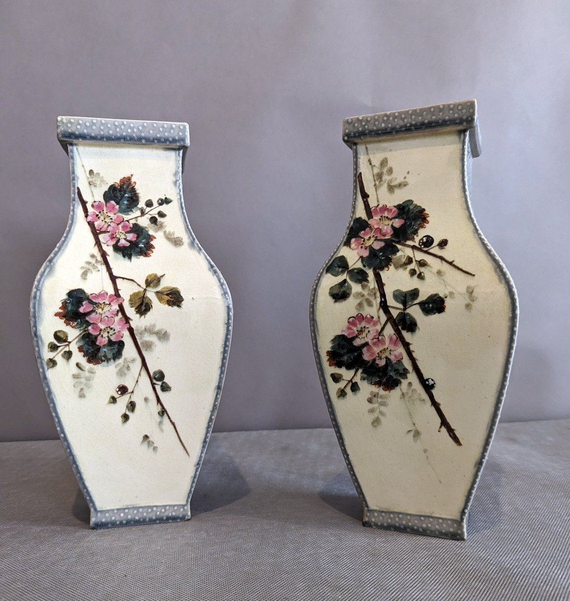 Pair Of Choisy Le Roi Ceramic Vases-photo-3