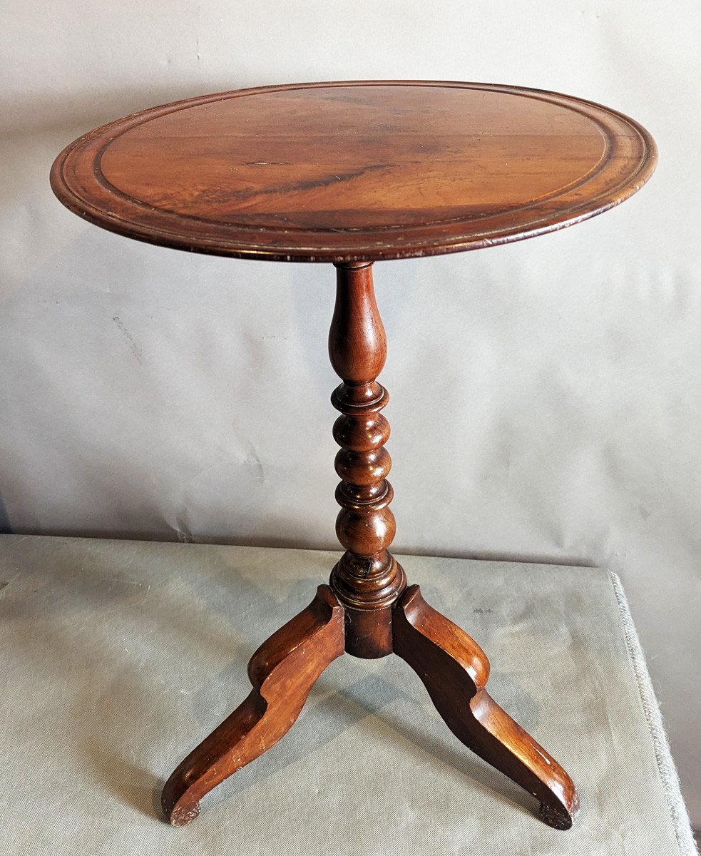 Small Pedestal Table Tilting Top 19th In Mahogany-photo-5