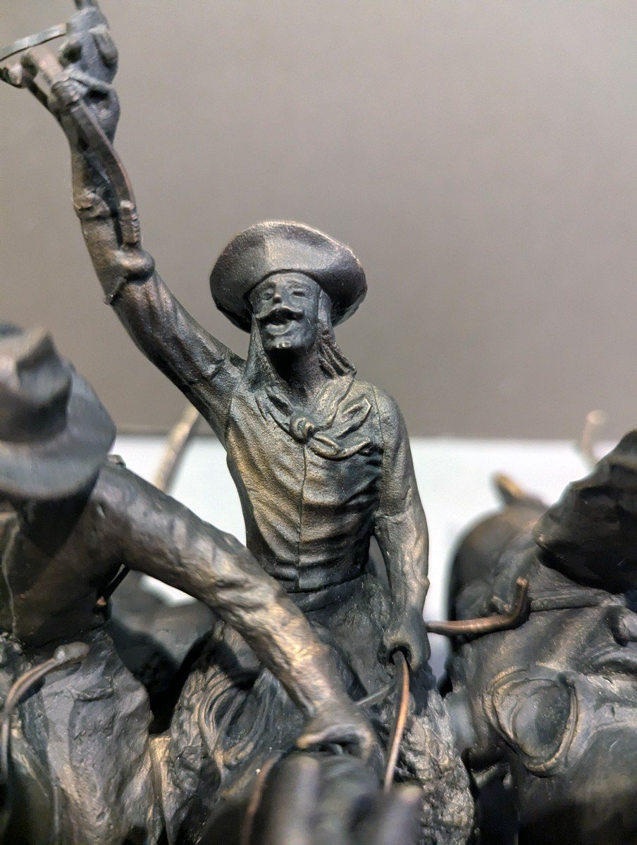 Group Of Galloping Cowboys In Bronze By Frederic Remington-photo-4