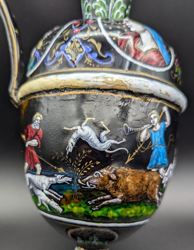 Painted Enamel Ewer 17th Century? (period And Enameler To Be Determined) - Limoges-photo-1