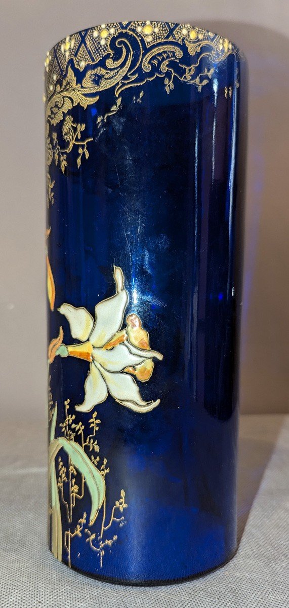 François Théodore Legras: Enameled Vase Decorated With Lonquils-photo-3