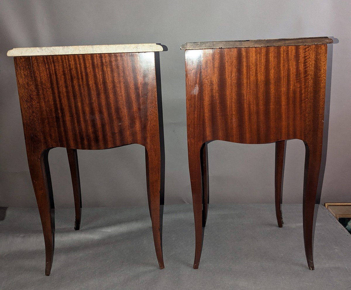 Pair Of Louis XV Style Marquetry Bedside Tables-photo-2