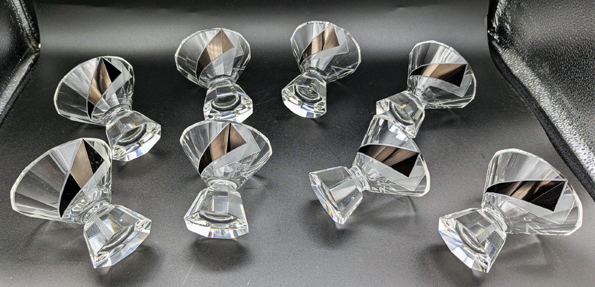 Karl Palda, Crystal Liqueur Service, Art Deco Period, Cubist Decor-photo-4