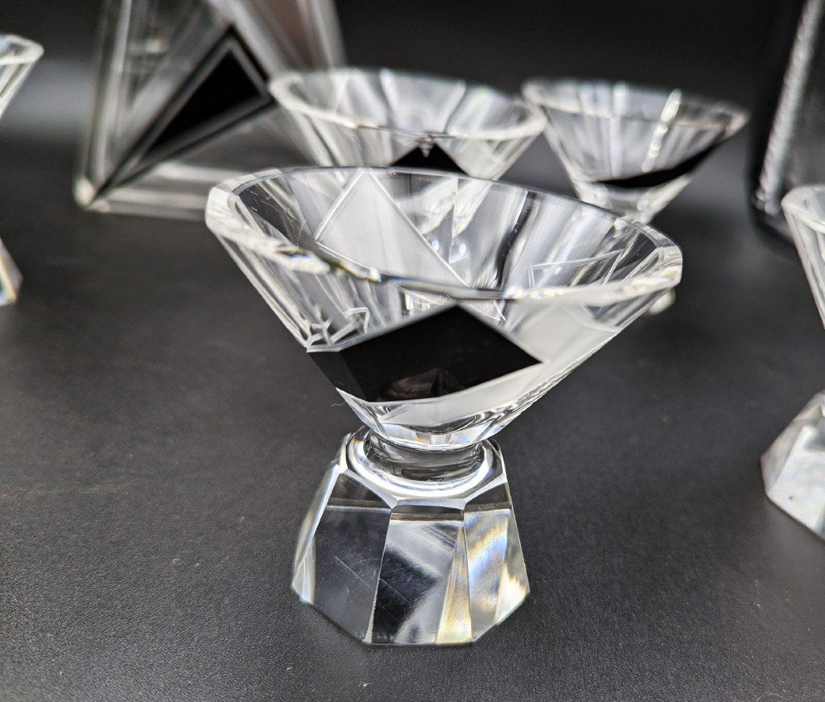 Karl Palda, Crystal Liqueur Service, Art Deco Period, Cubist Decor-photo-3