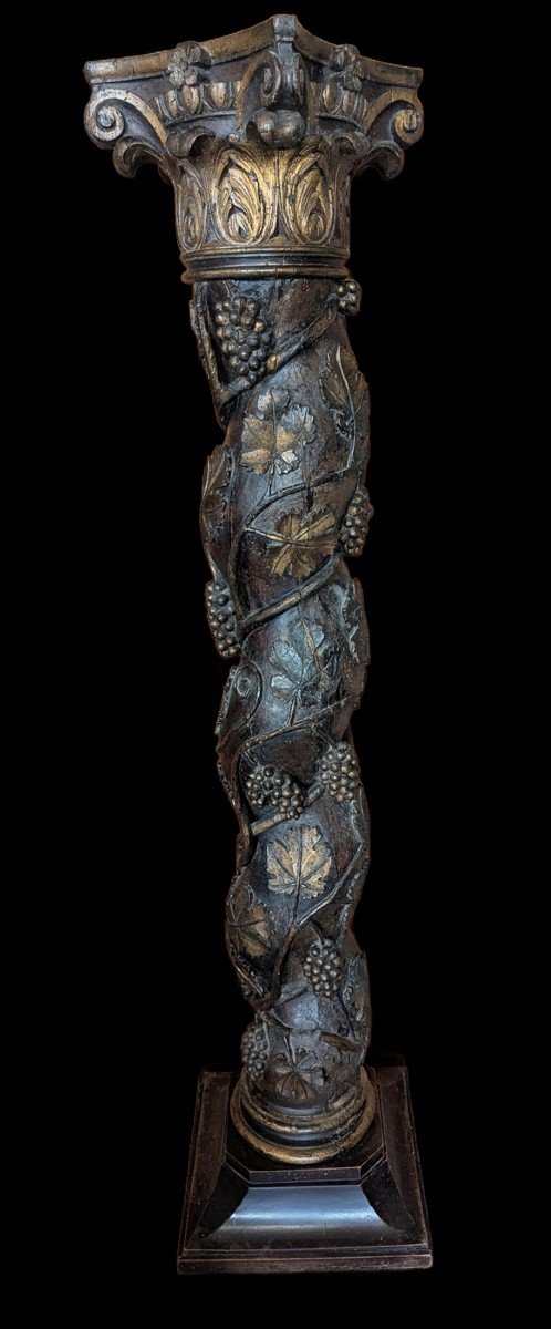 18th Century Carved Molded Wood Twisted Column-photo-2