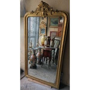 Large Louis-philippe Mirror In Gilded Wood 