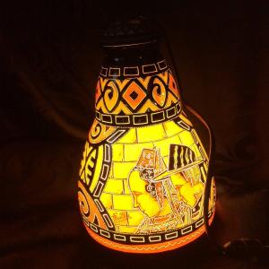 Art Deco Lamp/night Light Polychrome Enameled Glass Signed P.fouillen 1899/1958 Very Good Condition.