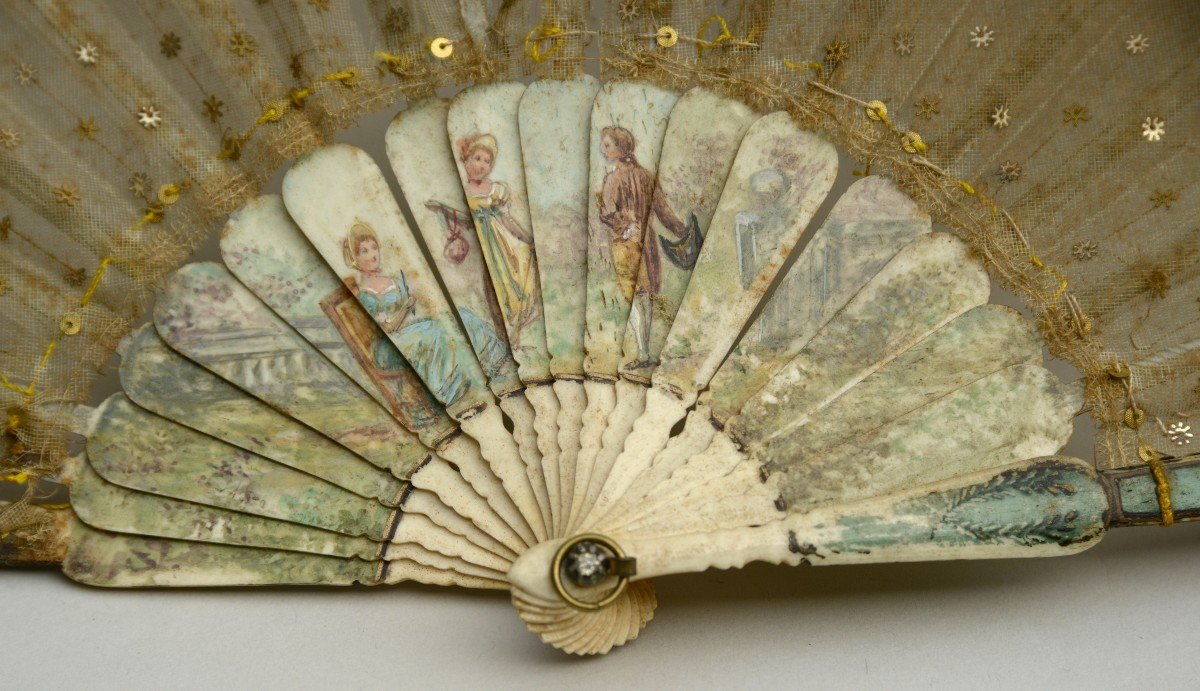 Early 19th Century Fan, Gallant Scenes-photo-2