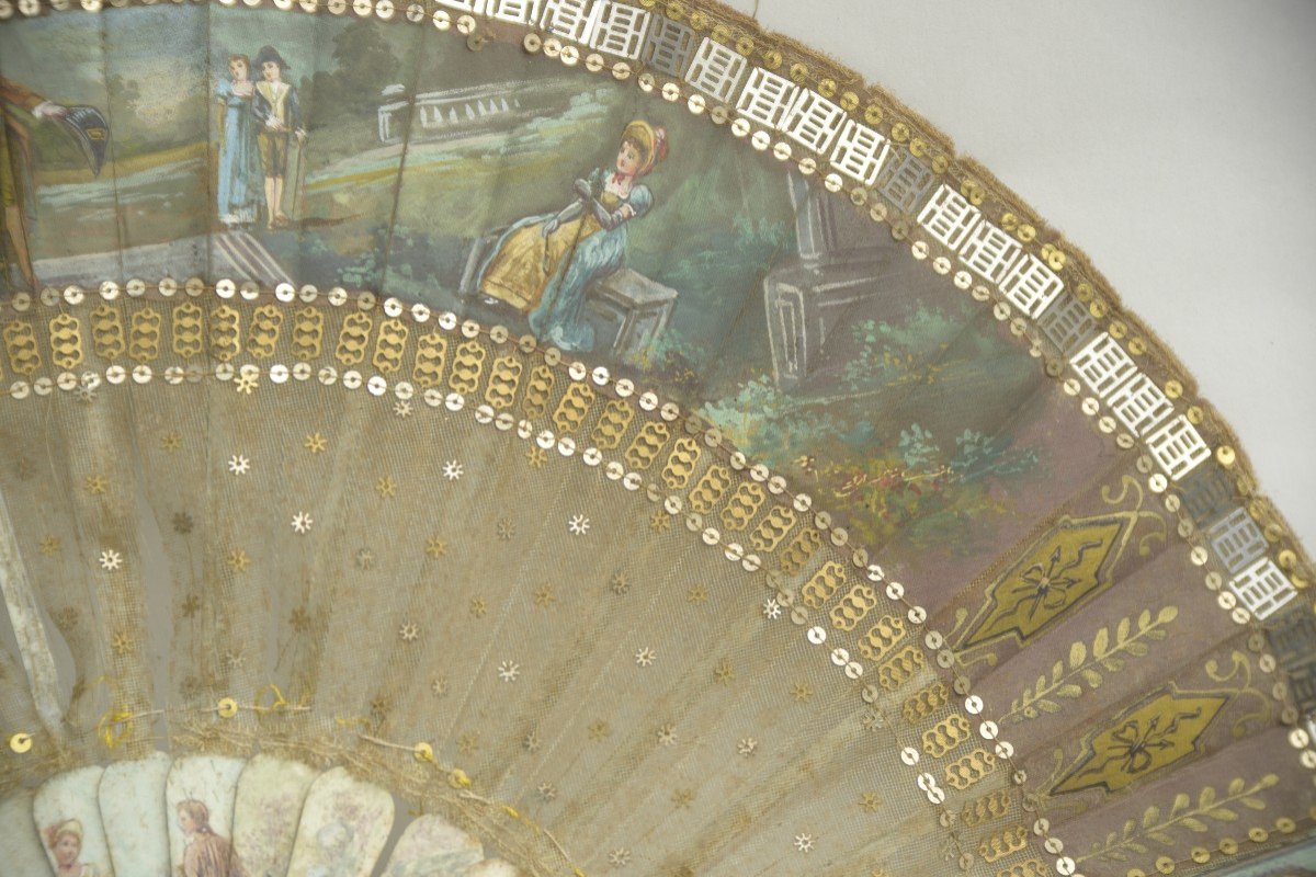 Early 19th Century Fan, Gallant Scenes-photo-4