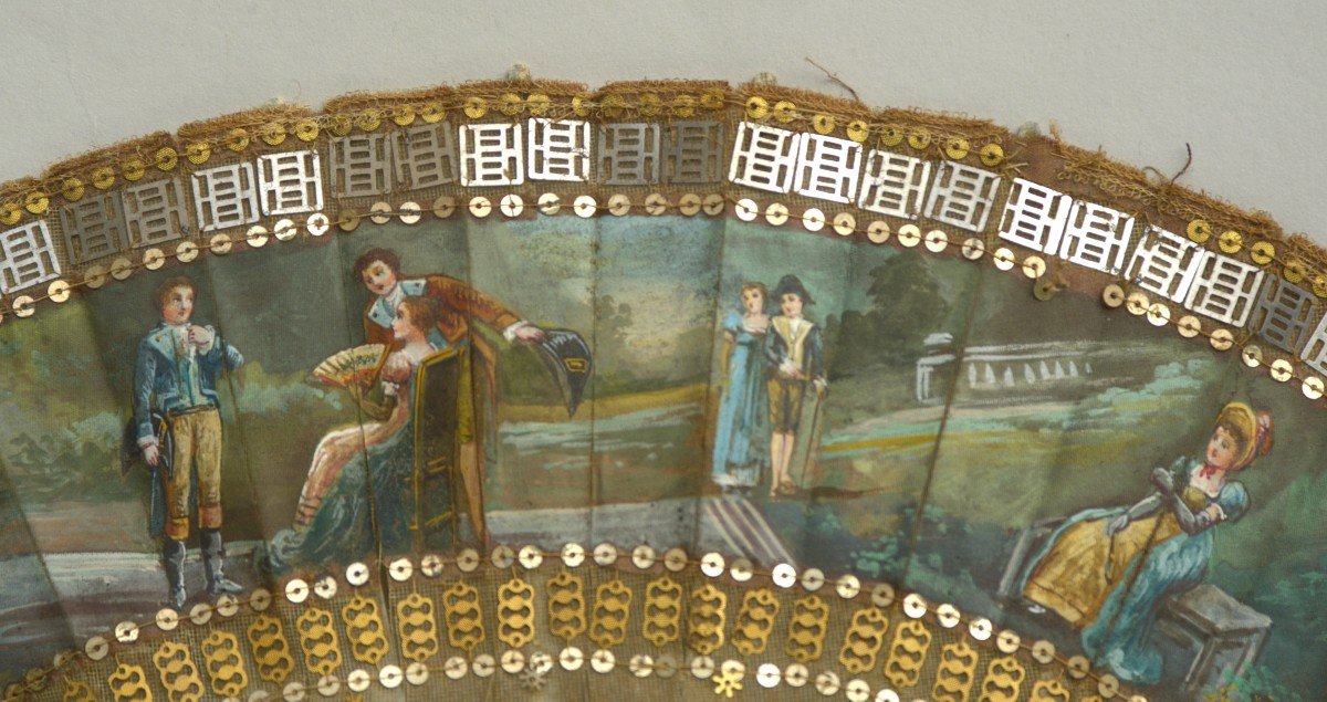 Early 19th Century Fan, Gallant Scenes-photo-8