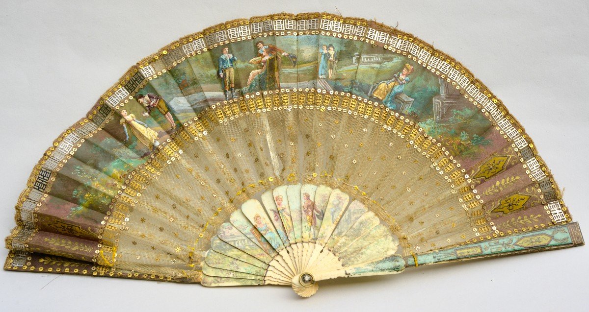 Early 19th Century Fan, Gallant Scenes