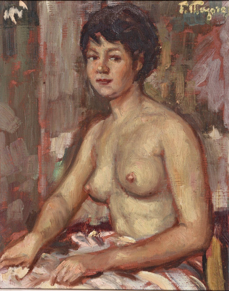 Fernand Majorel "young Naked Woman" Oil On Canvas Circa 1950-photo-2