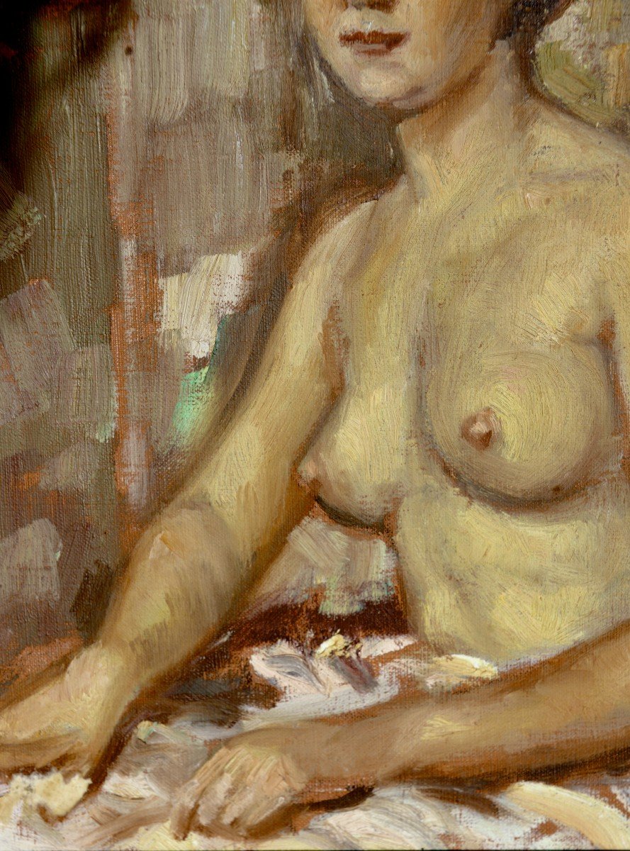 Fernand Majorel "young Naked Woman" Oil On Canvas Circa 1950-photo-4